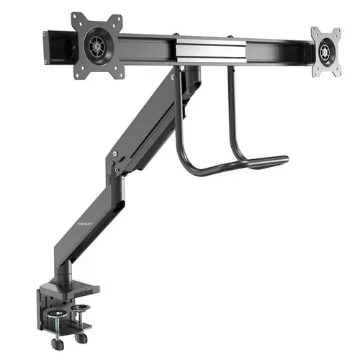 Picture of Startech.Com Desk Mount Dual Monitor Arm - Ergonomic Dual Monitor Vesa Mount 32" (17.6lb) Displays - Crossbar Handle for Synchronized Full Motion - Height Adjustable - C-Clamp/Grommet - Armslmbarduo