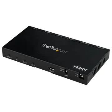 Picture of Startech.Com 2-Port Hdmi Splitter (1x2) - 4K 60Hz Uhd Hdmi 2.0 Audio Video Splitter W/ Scaler & Audio Extractor (3.5mm/SPDIF) - Dual Hdmi Splitter (1-In 2-Out) - Edid Copy - Tv/Projector - St122hd20s