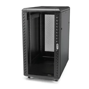 Picture of Startech.Com 4-Post 18U Server Rack Cabinet, Lockable 19" Data Rack Cabinet for Computer / Av / It Equipment, Office / Home Network Rack with Casters & Adjustable Mounting Rails - RK1836BKF