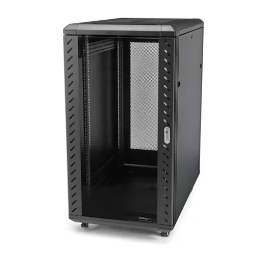Picture of Startech.Com 4-Post 18U Server Rack Cabinet, Lockable 19" Data Rack Cabinet for Computer / Av / It Equipment, Office / Home Network Rack with Casters & Adjustable Mounting Rails - RK1836BKF