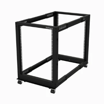 Picture of Startech.Com 4-Post 15U Mobile Open Frame Server Rack, Four Post 19" Network Rack with Wheels, Rolling Rack with Adjustable Depth for Computer/Av/Data/It Equipment - Casters, Leveling Feet or Floor Mounting - 4Postrack15u