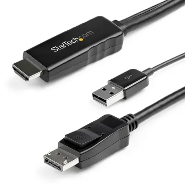 Picture of Startech.Com 2m (6ft) Hdmi To Displayport Cable 4K 30Hz - Active Hdmi 1.4 To Dp 1.2 Adapter Converter Cable with Audio - Usb Powered - Mac & Windows - Hdmi Laptop To Dp Monitor - Male/Male - Hd2dpmm2m