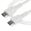 Picture of Startech.Com 1m Usb C Charging Cable - Durable Fast Charge & Sync Usb 2.0 Type C To Usb C Laptop Charger Cord - Tpe Jacket Aramid Fiber M/M 60W White - Samsung S10 S20 Ipad Pro Ms Surface - Rusb2cc1mw