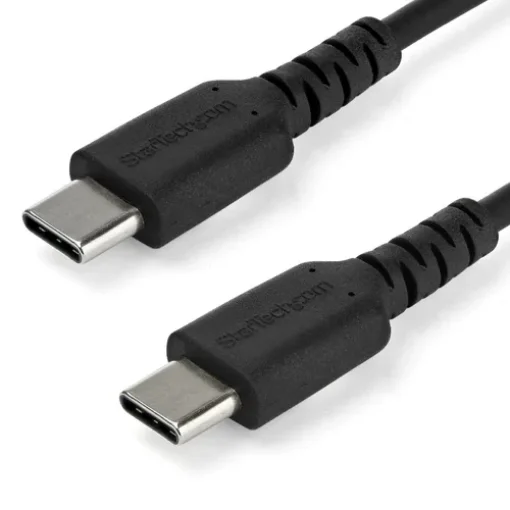 Picture of Startech.Com 1m Usb C Charging Cable - Durable Fast Charge & Sync Usb 2.0 Type C To Usb C Laptop Charger Cord - Tpe Jacket Aramid Fiber M/M 60W Black - Samsung S10 S20 Ipad Pro Ms Surface - Rusb2cc1mb