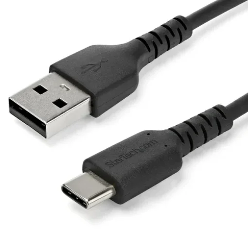 Picture of Startech.Com 2m Usb a To Usb C Charging Cable - Durable Fast Charge & Sync Usb 2.0 To Usb Type C Data Cord - Rugged Tpe Jacket Aramid Fiber M/M 3A Black - Samsung S10, Ipad Pro, Pixel - Rusb2ac2mb