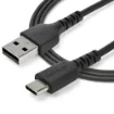 Picture of Startech.Com 1m Usb a To Usb C Charging Cable - Durable Fast Charge & Sync Usb 2.0 To Usb Type C Data Cord - Rugged Tpe Jacket Aramid Fiber M/M 3A Black - Samsung S10, Ipad Pro, Pixel - Rusb2ac1mb