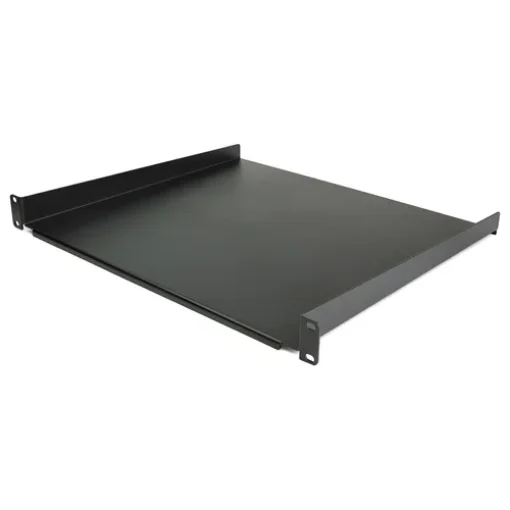 Picture of Startech.Com 1U Server Rack Shelf - Universal Rack Mount Cantilever Shelf for 19" Network Equipment Rack & Cabinet - Heavy Duty Steel – Weight Capacity 44lb/20kg - 16" Deep Tray, Black - CABSHELF116