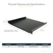 Picture of Startech.Com 1U Server Rack Shelf - Universal Rack Mount Cantilever Shelf for 19" Network Equipment Rack & Cabinet - Heavy Duty Steel – Weight Capacity 44lb/20kg - 16" Deep Tray, Black - CABSHELF116