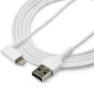Picture of Startech.Com 6ft (2m) Durable Usb a To Lightning Cable - White 90° Right Angled Heavy Duty Rugged Aramid Fiber Usb Type a To Lightning Charging/Sync Cord - Apple Mfi Certified - Iphone - RUSBLTMM2MWR