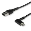 Picture of Startech.Com 6ft (2m) Durable Usb a To Lightning Cable - Black 90° Right Angled Heavy Duty Rugged Aramid Fiber Usb Type a To Lightning Charging/Sync Cord - Apple Mfi Certified - Iphone - RUSBLTMM2MBR