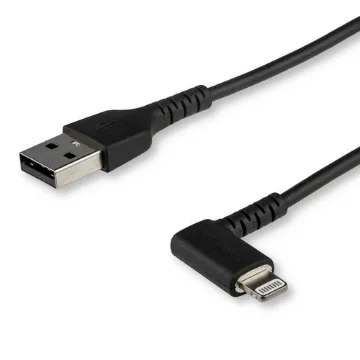 Picture of Startech.Com 6ft (2m) Durable Usb a To Lightning Cable - Black 90° Right Angled Heavy Duty Rugged Aramid Fiber Usb Type a To Lightning Charging/Sync Cord - Apple Mfi Certified - Iphone - RUSBLTMM2MBR