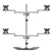 Picture of Startech.Com Desktop Quad Monitor Stand - Ergonomic Vesa 4 Monitor Arm (2x2) Up To 32" - Free Standing Articulating Universal Pole Mount - Height Adjustable/Tilt/Swivel/Rotate - Silver - Armquadss
