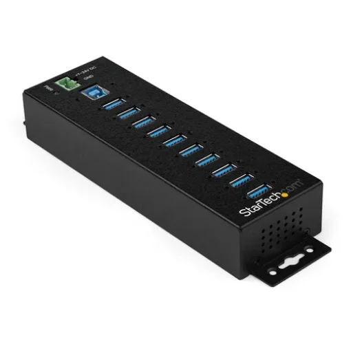 Picture of Startech.Com 10-Port Usb 3.0 Hub with Power Adapter - Metal Industrial Usb-A Hub with Esd & 350W Surge Protection - Din/Wall/Desk Mountable - High Speed Usb 3.2 Gen 1 (5Gbps) Hub - Hb30a10ame