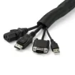 Picture of Startech.Com 15' (4.6m) Cable Management Sleeve - Flexible Coiled Cable Wrap - 1.0-1.5" Dia. Expandable Sleeve - Polyester Cord Manager/Protector/Concealer - Black Trimmable Cable Organizer - WKSTNCM2