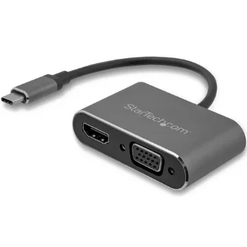 Picture of Startech.Com Usb-C To Vga and Hdmi Adapter - 2-In-1 - 4K 30Hz - Space Grey - CDP2HDVGA