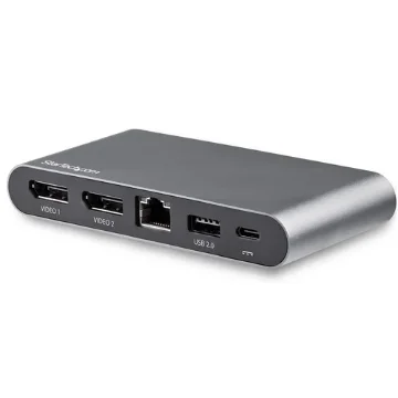 Picture of Startech.Com Usb C Dock - 4K Dual Monitor Displayport - Mini Laptop Docking Station - 100W Power Delivery Passthrough - Gbe, 2-Port Usb-A Hub - Usb Type-C Multiport Adapter - 3.3' Cable - Dk30c2dagpd