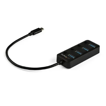 Picture of Startech.Com 4 Port Usb C Hub - Usb-C To 4x Usb 3.0 Type-A Ports with Individual On/Off Port Switches - Superspeed 5Gbps Usb 3.1/3.2 Gen 1 - Usb Bus Powered - Portable - 25cm Attached Cable~4 Port Usb C Hub - Usb-C To 4x Usb 3.0 Type-A Ports with Individual On/Off Port Switches - Superspeed Usb 3.2 Gen 1 (5Gbps) - Usb Bus Powered - Portable - 10" Attached Cable - Hb30c4aib