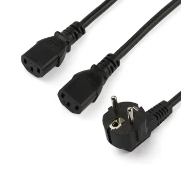 Picture of Startech.Com 2m (6ft) Computer Power Y Cord, 18AWG, Eu Schuko To 2x C13, 10A 250V, Black Replacement Ac Power Cord, Printer Power Cord, Pc Power Supply Cable, Monitor Power Cable - Ul Listed - Pxt101yeu2m