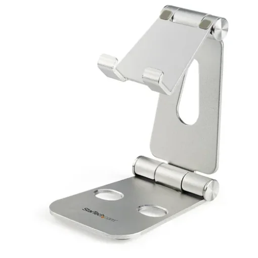 Picture of Startech.Com Phone and Tablet Stand - Foldable Universal Mobile Device Holder for Smartphones & Tablets - Adjustable Multi-Angle Ergonomic Cell Phone Stand for Desk - Portable - Silver - Usptlstnd