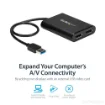 Picture of Startech.Com Usb 3.0 To Dual Displayport Adapter - 4K 60Hz - Usb32dp24k60