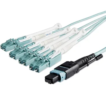 Picture of Startech.Com 10m (30ft) Mtp(F)/Pc To 4x Lc/Pc Duplex Breakout OM3 Multimode Fiber Optic Cable, Ofnp Plenum, 40G Networks, Low Insertion Loss - Fiber Jumper Cord - Mpo8lcpl10m
