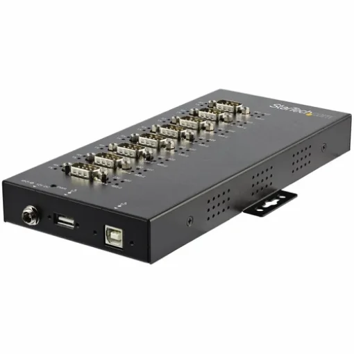 Picture of Startech.Com 8 Port Serial Hub Usb To RS232/RS485/RS422 Adapter - Industrial Usb 2.0 To DB9 Serial Converter Hub - IP30 Rated - Din Rail Mountable Metal Serial Hub - 15kV Esd Protection - ICUSB234858I