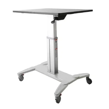 Picture of Startech.Com Mobile Standing Desk - Portable Sit Stand Ergonomic Height Adjustable Cart on Wheels - Rolling Computer/Laptop Workstation Table with Locking One-Touch Lift for Teacher/Student - Stscart