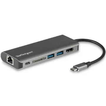 Picture of Startech.Com Usb C Multiport Adapter, Portable Usb-C Dock To 4K Hdmi, 2-Pt Usb 3.0 Hub, Sd/Sdhc, Gbe, 60W Pd Pass-Through - Usb Type-C/Thunderbolt 3 - Replaced By Dkt30chsdpd1 - DKT30CSDHPD