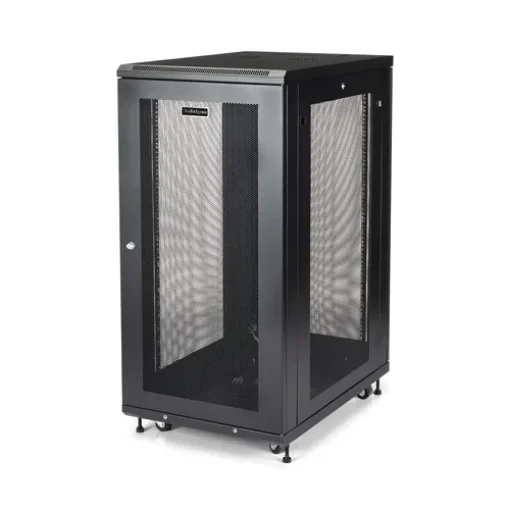 Picture of Startech.Com 4-Post 24U Server Rack Cabinet, Lockable 19" Data Rack Cabinet for Computer / Av / It Equipment, Office / Home Network Rack with Casters & Adjustable Mounting Rails - RK2433BKM