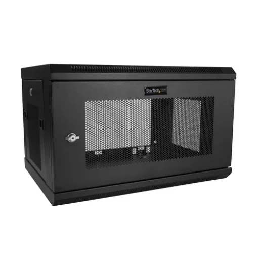 Picture of Startech.Com 2-Post 6U Wall Mount Network Cabinet with 1U Shelf, 19" Wall-Mounted Server Rack for Data / Networking / Av / Electronics / Computer Equipment, Small Vented Rack Enclosure - RK616WALM