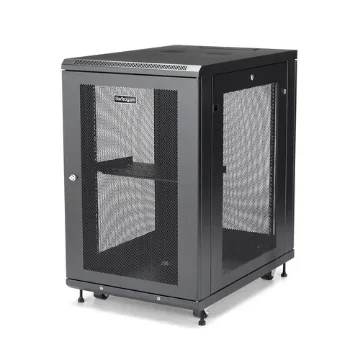 Picture of Startech.Com 4-Post 18U Server Rack Cabinet, Lockable 19" Data Rack Cabinet for Computer / Av / It Equipment, Office / Home Network Rack with Casters & Adjustable Mounting Rails - RK1833BKM