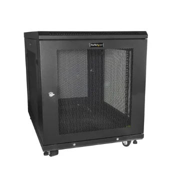 Picture of Startech.Com 4-Post 12U Server Rack Cabinet, Lockable 19" Data Rack Cabinet for Computer / Av / It Equipment, Office / Home Network Rack with Casters & Adjustable Mounting Rails - RK1233BKM