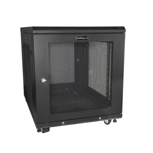 Picture of Startech.Com 4-Post 12U Server Rack Cabinet, Lockable 19" Data Rack Cabinet for Computer / Av / It Equipment, Office / Home Network Rack with Casters & Adjustable Mounting Rails - RK1233BKM