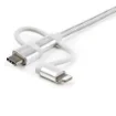 Picture of Startech.Com 1 M (3 Ft.) Usb Multi Charging Cable - Usb To Micro-Usb or Usb-C or Lightning for Iphone / Ipad / Ipod / Android - Apple Mfi Certified - 3 in 1 Usb Charger - Braided - LTCUB1MGR