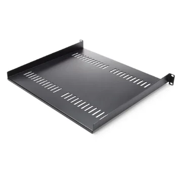 Picture of Startech.Com 1U Server Rack Shelf - Universal Vented Rack Mount Cantilever Tray for 19" Network Equipment Rack & Cabinet - Heavy Duty Steel – Weight Capacity 44lb/20kg - 16" Deep Shelf, Black - CABSHELF116V