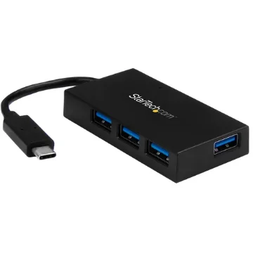 Picture of Startech.Com 4 Port Usb C Hub - Usb Type-C Hub W/ 4x Usb-A Ports (Usb 3.0/3.1 Gen 1 Superspeed 5Gbps) - Usb Bus or Self Power - Portable Usb-C To Usb-A Bc 1.2 Charging Hub W/ Power Adapter~4 Port Usb C Hub - Usb Type-C Hub W/ 4x Usb-A Ports Usb 3.0 Hub (5Gbps) - Usb Bus or Self Power - Portable Usb-C To Usb-A Bc 1.2 Charging Hub W/ Power Adapter - Hb30c4afs