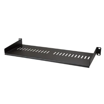 Picture of Startech.Com 1U Server Rack Shelf - Universal Vented Rack Mount Cantilever Tray for 19" Network Equipment Rack & Cabinet - Heavy Duty Steel – Weight Capacity 44lb/20kg - 7" Deep Shelf, Black - Cabshelf1u7v