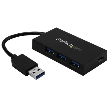 Picture of Startech.Com 4 Port Usb 3.0 Hub - Usb Type-A Hub with 1x Usb-C & 3x Usb-A (Superspeed 5Gbps) - Usb Bus or Self-Powered - Portable Usb 3.1/3.2 Gen 1 Bc 1.2 Charging Hub W/ Power Adapter~4 Port Usb 3.0 Hub - Usb Type-A Hub with 1x Usb-C & 3x Usb-A (Superspeed 5Gbps) - Usb Bus or Self-Powered - Portable Usb 3.2 Gen 1 Bc 1.2 Charging Hub W/ Power Adapter - Hb30a3a1csfs