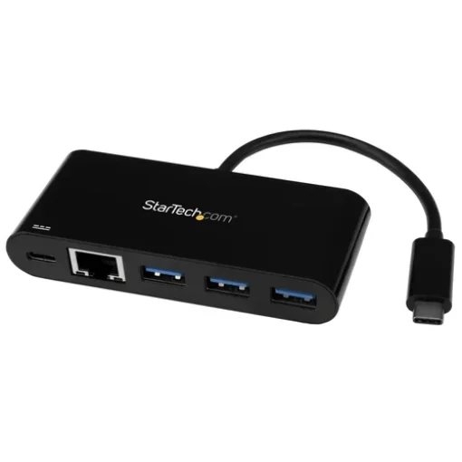 Picture of Startech.Com Usb-C To Ethernet Adapter with 3-Port Usb 3.0 Hub and Power Delivery - Us1gc303apd