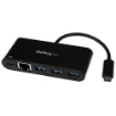 Picture of Startech.Com 3 Port Usb-C Hub with Gigabit Ethernet & 60W Power Delivery Passthrough Laptop Charging - Usb-C To 3x Usb-A (Usb 3.0 Superspeed 5Gbps) - Usb 3.1/3.2 Gen 1 Type-C Adapter Hub~3 Port Usb-C Hub with Gigabit Ethernet & 60W Power Delivery Passthrough Laptop Charging - Usb-C To 3x Usb-A (Usb 3.0 Superspeed 5Gbps) - Usb 3.2 Gen 1 Type-C Adapter Hub - Hb30c3agepd