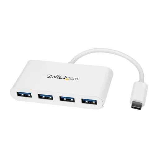 Picture of Startech.Com 4 Port Usb C Hub with 4x Usb-A Ports (Usb 3.0 Superspeed 5Gbps) - Usb Bus Powered - Portable/Laptop Usb-C To Usb-A Adapter Hub - Usb 3.1 Gen 1/Usb 3.2 Gen 1 Type-C Hub - White~4 Port Usb C Hub with 4x Usb-A Ports (Usb 3.0 Superspeed 5Gbps) - Usb Bus Powered - Portable/Laptop Usb-C To Usb-A Adapter Hub - Usb 3.2 Gen 1 Type-C Hub - White - Hb30c4abw