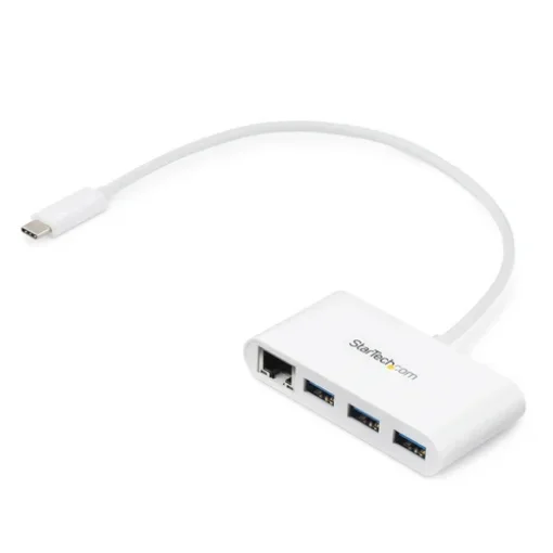 Picture of Startech.Com 3-Port Usb-C Hub with Gigabit Ethernet - Usb-C To 3x Usb-A - Usb 3.0 Hub - White~3-Port Usb-C Hub with Gigabit Ethernet - Usb-C To 3x Usb-A - Usb 3.0 Hub - 5Gbps - White - Hb30c3a1gea