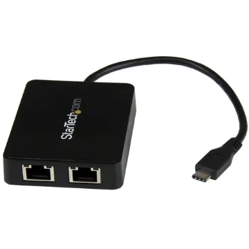 Picture of Startech.Com Usb-C To Dual Gigabit Ethernet Adapter with Usb (Type-A) Port - Us1gc301au2r