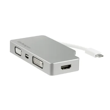 Picture of Startech.Com Usb C Multiport Video Adapter with Hdmi, Vga, Mini Displayport or Dvi - Usb Type C Monitor Adapter To Hdmi 1.4 or Mdp 1.2 (4K) - Vga or Dvi (1080p) - Silver Aluminum - Cdpvgdvhdmdp