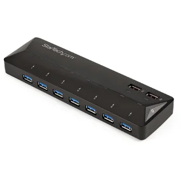 Picture of Startech.Com 7-Port Usb 3.0 Hub Plus Dedicated Charging Ports - 2 X 2.4A Ports~7-Port Usb 3.0 Hub (5Gbps) Plus Dedicated Charging Ports - 2 X 2.4A Ports - St93007u2c
