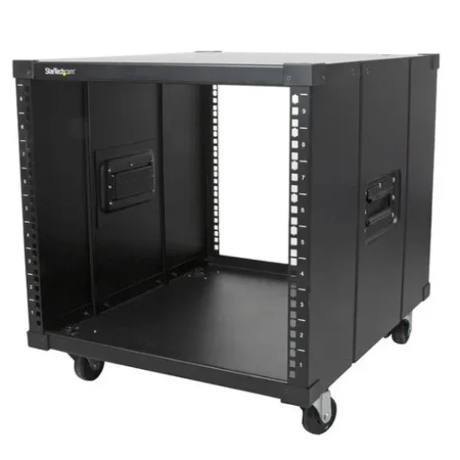 Picture of Startech.Com 4-Post 9U Mobile Open Frame Server Rack, Four Post Network Rack with Wheels, 19" Rolling Rack for Home/Office Narrow Floor Spaces, Small Data Rack for Computer/Av/It Equipment - Taa Compliant - RK960CP
