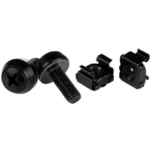 Picture of Startech.Com M6 X 12mm - Screws and Cage Nuts - 50 Pack, Black - CABSCREWM6B