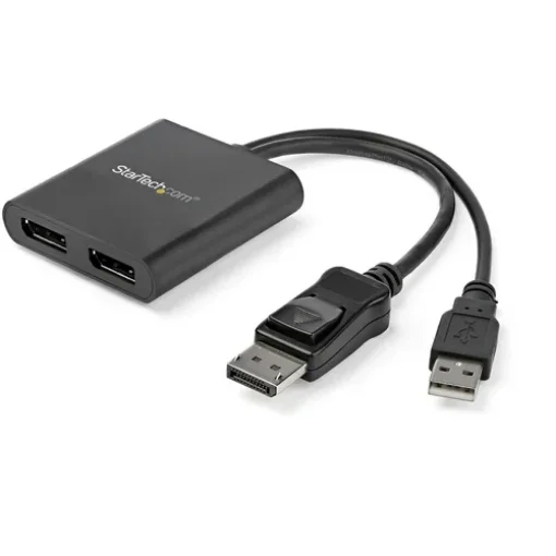 Picture of Startech.Com 2-Port Multi Monitor Adapter - Displayport 1.2 Mst Hub - Dual 4K 30Hz or 1080p - Usb Bus Powered - Video Splitter for Extended Desktop Mode on Windows Pcs Only - Dp To 2x Dp - MSTDP122DP