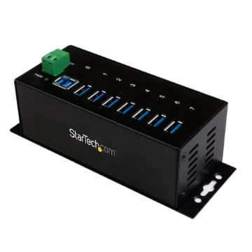 Picture of Startech.Com 7-Port Industrial Usb 3.0 Hub with Esd Protection~7-Port Usb 3.0 Hub (5Gbps) - Metal Industrial Usb-A Hub with Esd Protection & 350W Surge Protection - Din Rail, Wall or Desk Mountable - Taa Compliant Usb Expander Hub - ST7300USBME