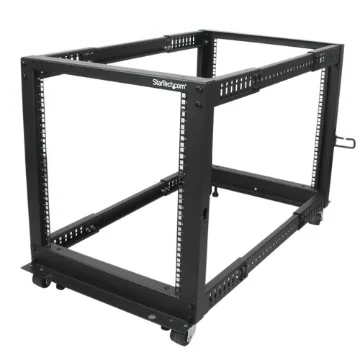 Picture of Startech.Com 4-Post 12U Mobile Open Frame Server Rack, Four Post 19" Network Rack with Wheels, Rolling Rack with Adjustable Depth for Computer/Av/Data/It Equipment - Casters, Leveling Feet or Floor Mounting - 4Postrack12u